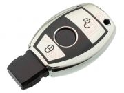 Producto genérico - Funda TPU plateada 2 botones para telemando de vehículos Mercedes